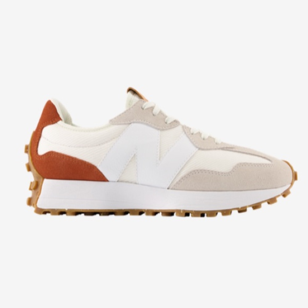 New Balance White Beige Rust Athletic Sneakers